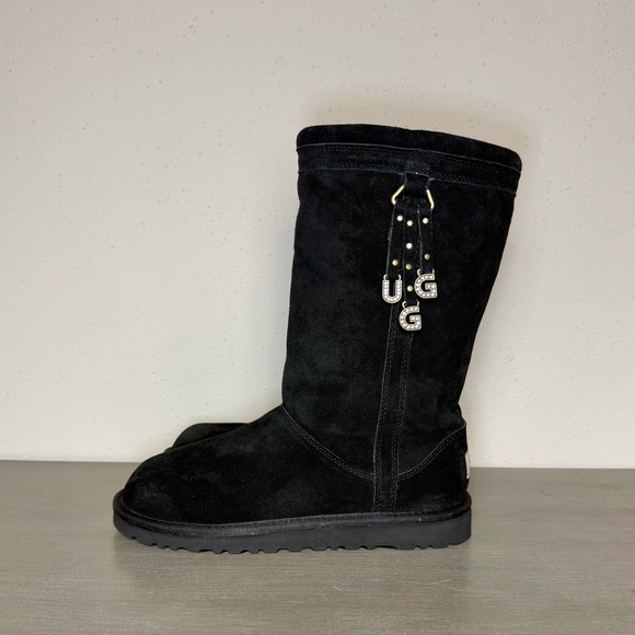 UGG Australia Larynn Charm Boots Suede Chestnut 1005396K Girls Size 5 - Picture 2 of 8